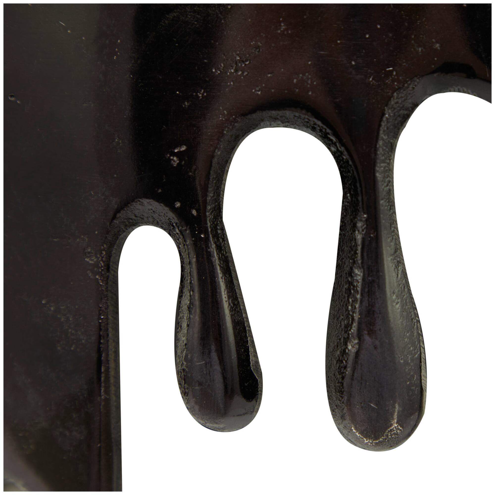 Black Aluminum Drip Accent Table with Melting Designed Legs and Shaded Glass Top 16" x 16" x 25"